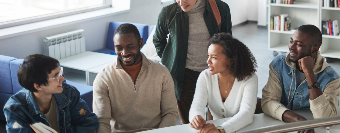 A group sitting talking 